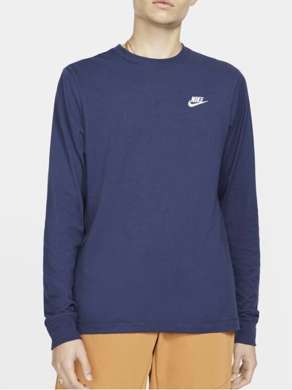Nike Men's Long-Sleeve Navy Blue Logo T-Shirt Casual Comfy Size 3XL